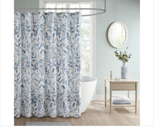 MPE70-872 Blue 100 Percent Polyester Shower Curtain — custom printed polyester bath curtain