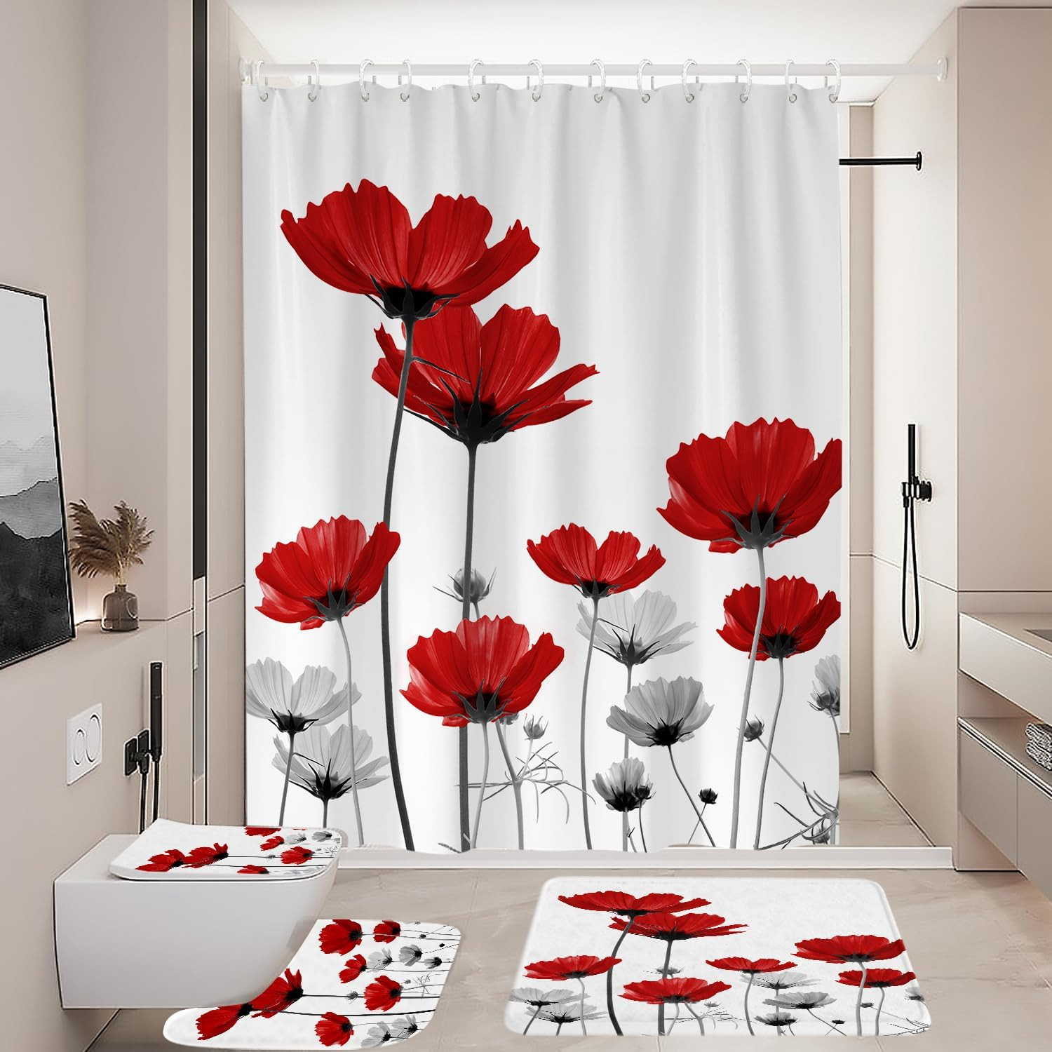 Custom Printed Bath Curtain — custom printed polyester bath curtain detail view