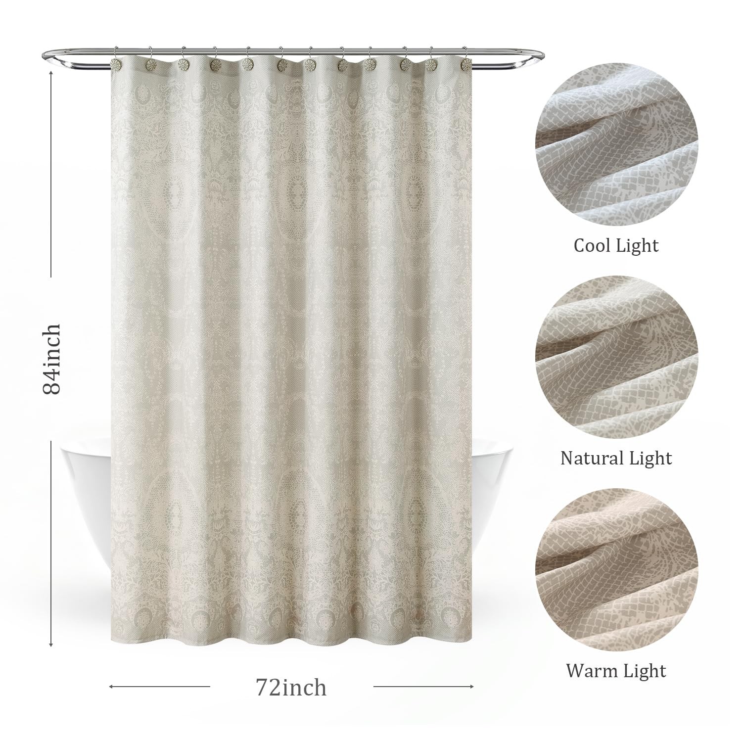 Custom Printed Bath Curtain — custom printed polyester bath curtain detail view