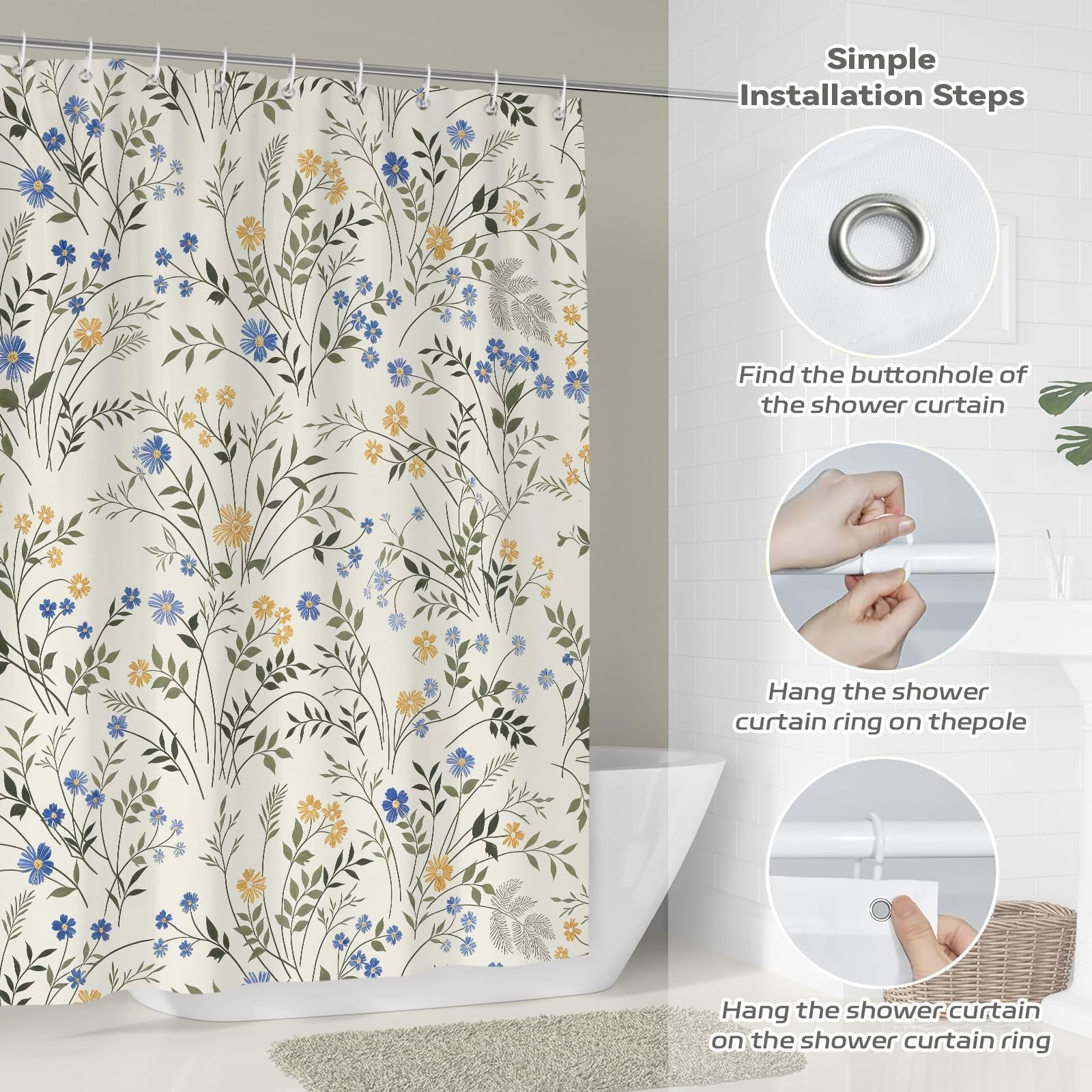 Custom Printed Bath Curtain — custom printed polyester bath curtain detail view