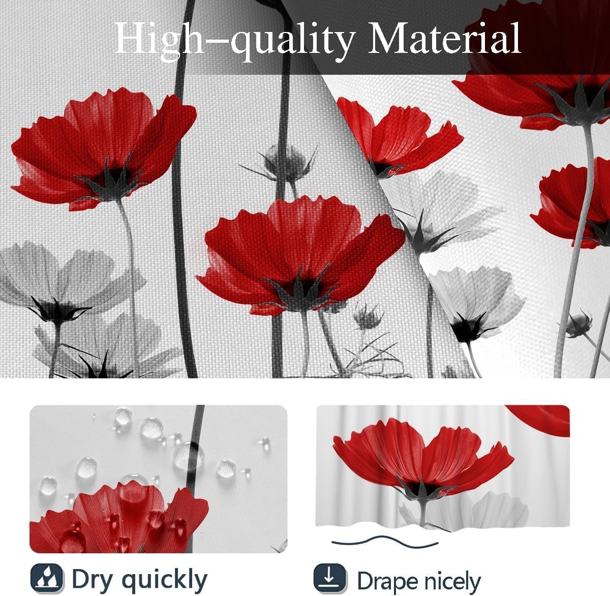 Custom Printed Bath Curtain — custom printed polyester bath curtain detail view