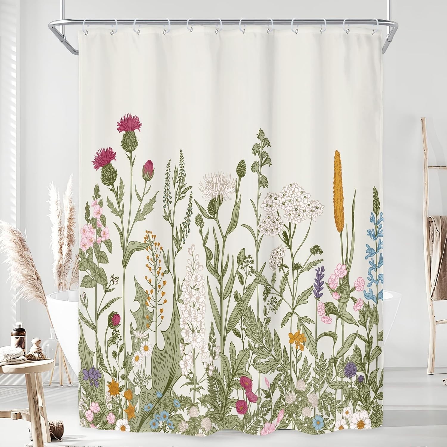 Custom Printed Bath Curtain — custom printed polyester bath curtain detail view