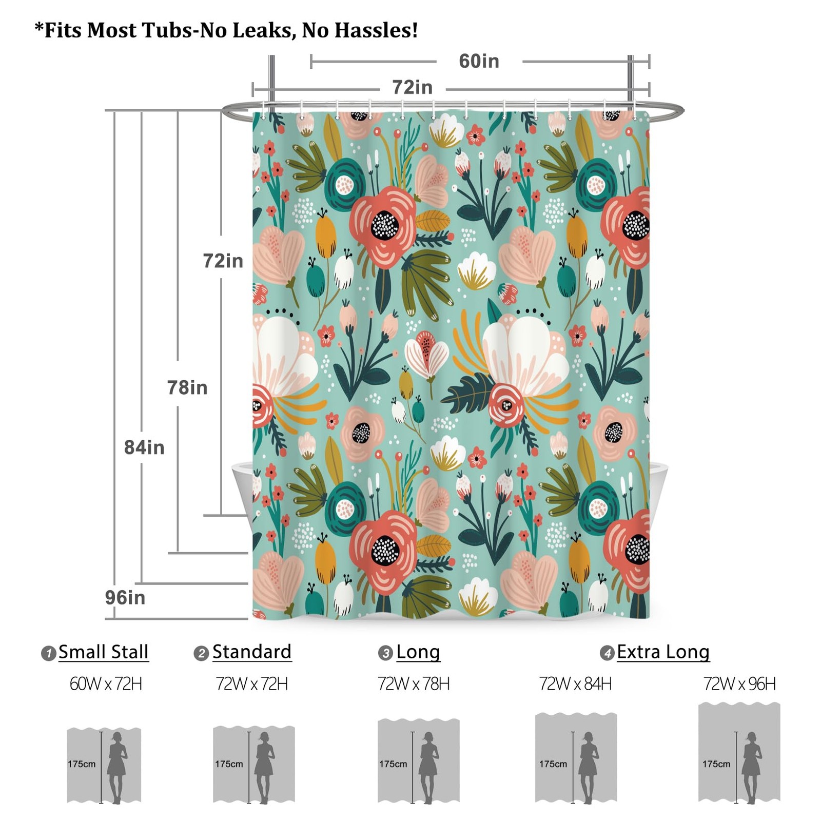 Custom Printed Bath Curtain — custom printed polyester bath curtain detail view