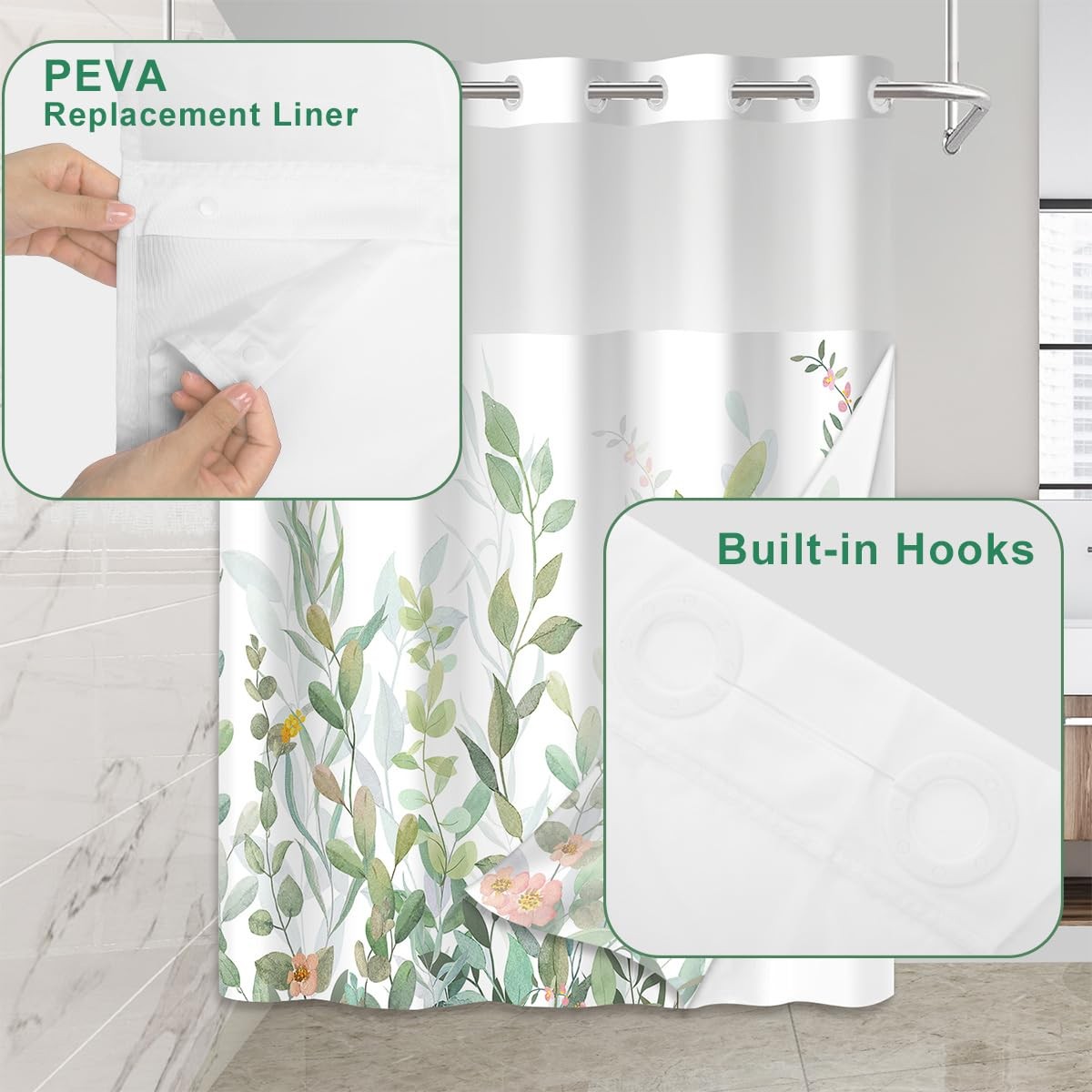 Custom Printed Bath Curtain — custom printed polyester bath curtain detail view