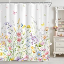 Floral Colorful Wildflowers Flower Shower 72"W x 84"L (Pack of 1) A-01colorful — custom printed polyester bath curtain