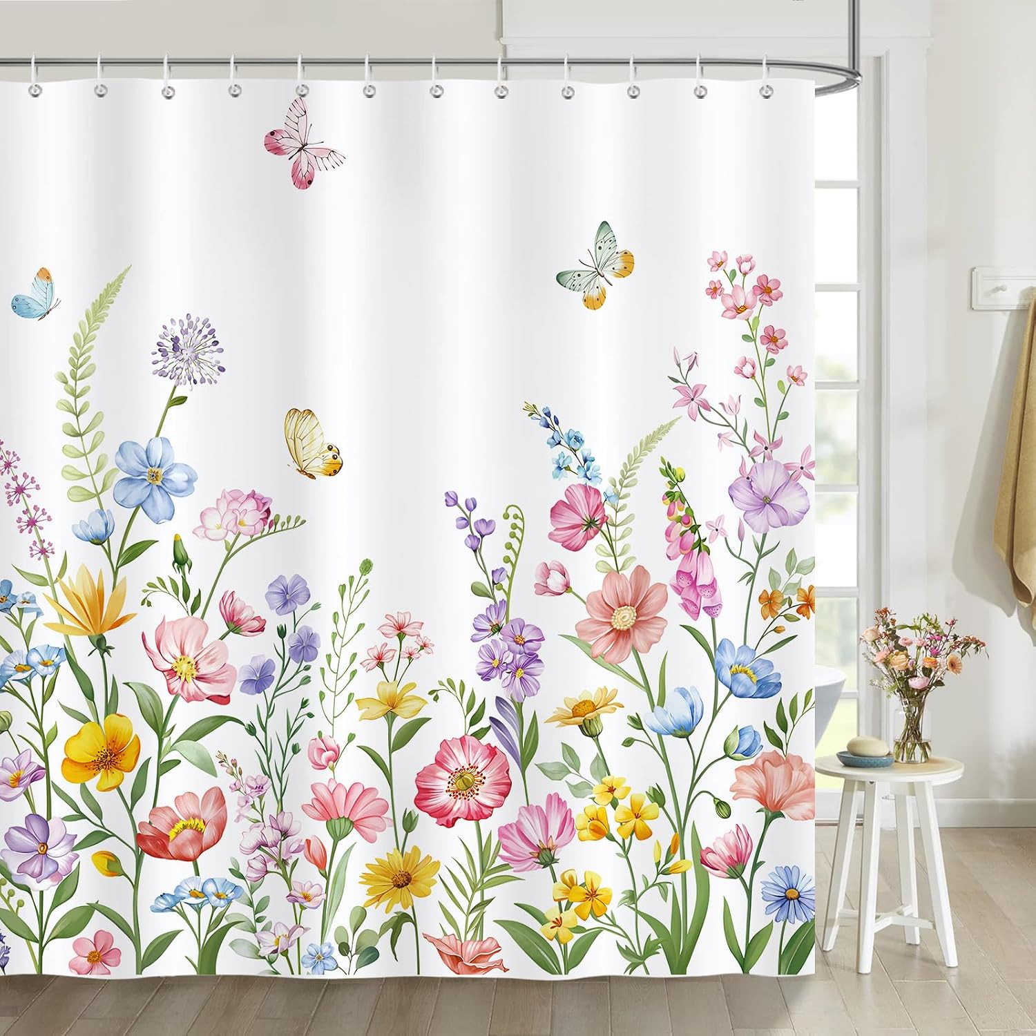 Custom Printed Bath Curtain — custom printed polyester bath curtain detail view