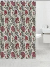 Floral Microfiber Fabric Durable Washable Shower Bath Curtain, 83002 — custom printed polyester bath curtain