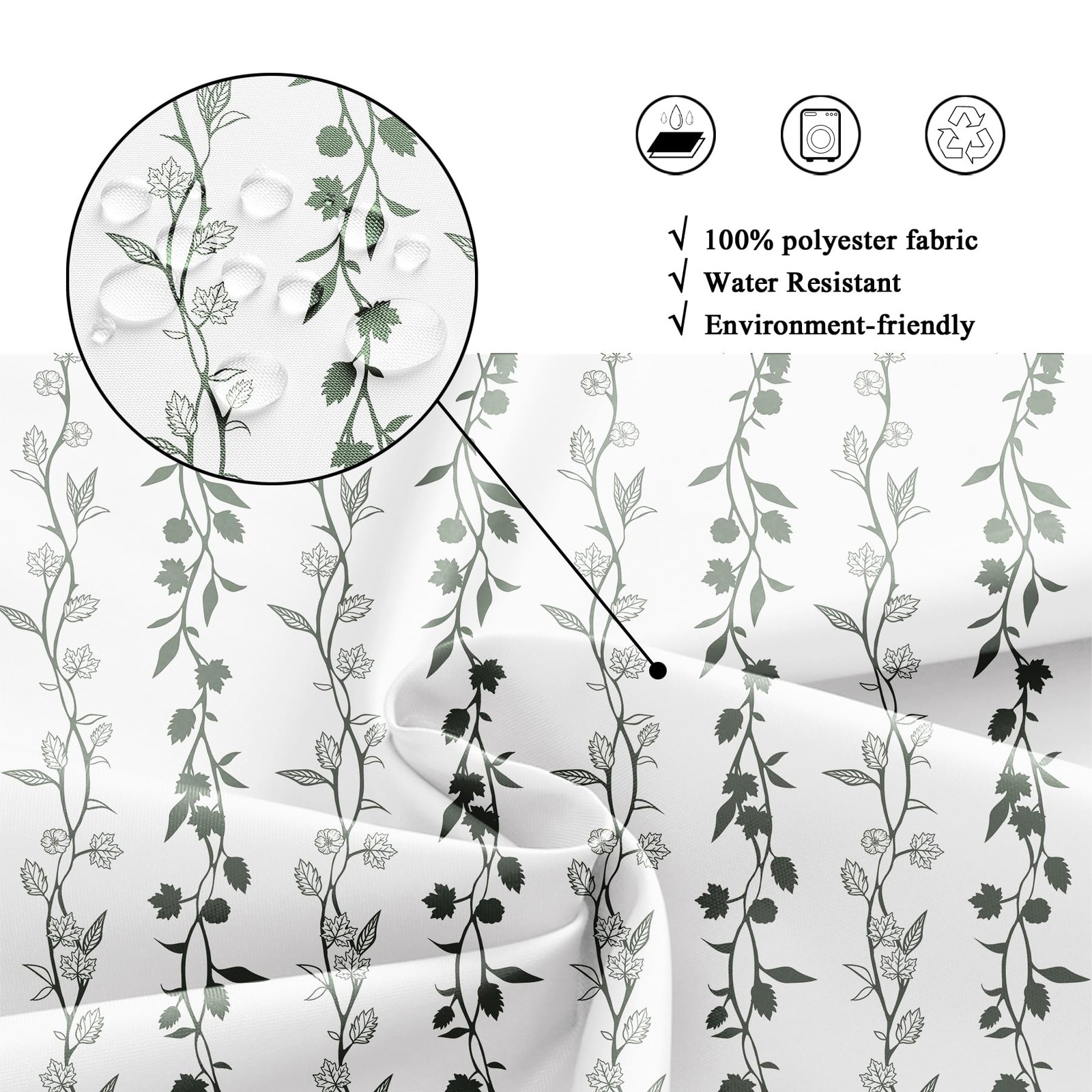 Custom Printed Bath Curtain — custom printed polyester bath curtain detail view