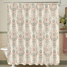 Boho Floral Shower Curtain, Vintage Flower Shower Curtains for Bathroom Decor, W — custom printed polyester bath curtain
