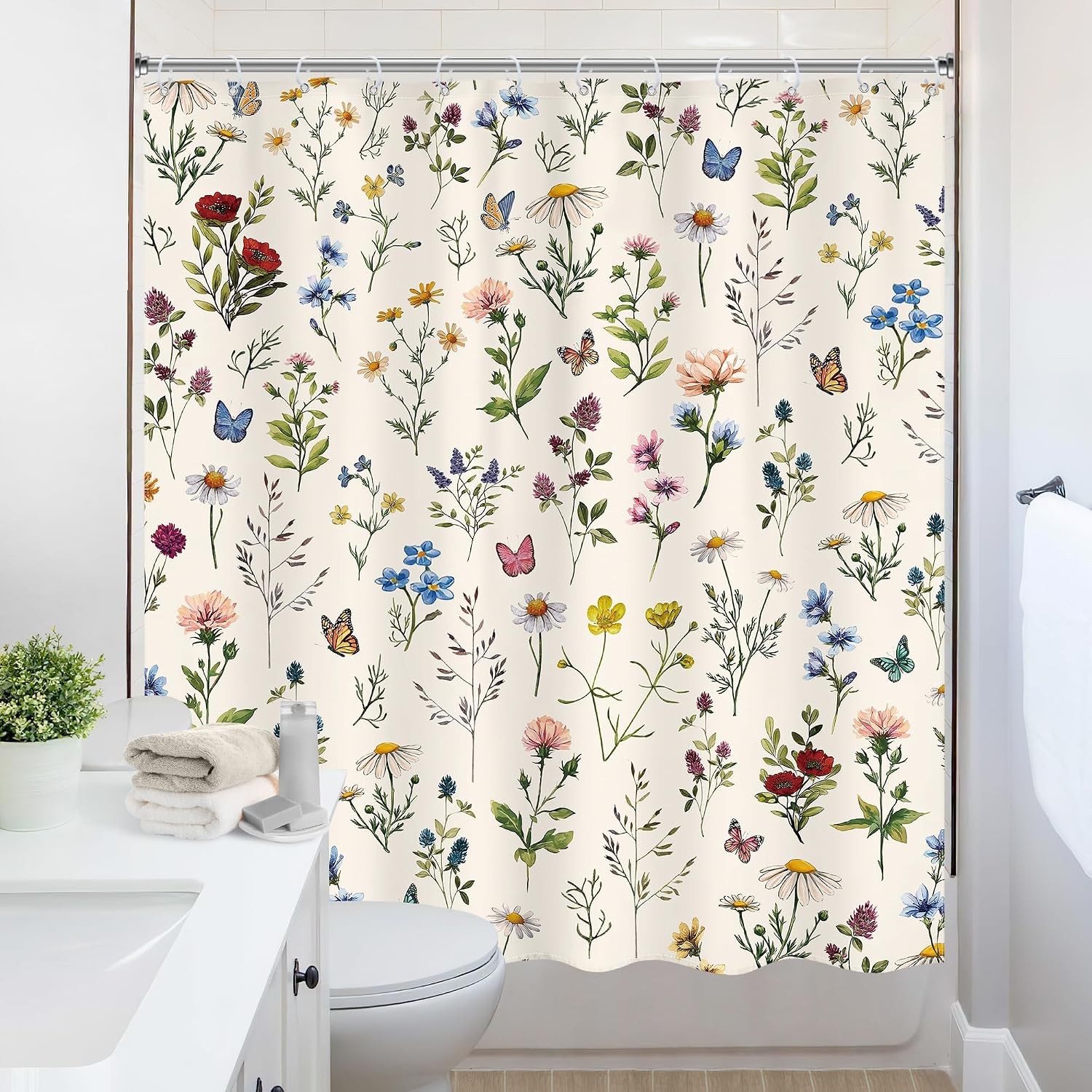 Custom Printed Bath Curtain — custom printed polyester bath curtain detail view