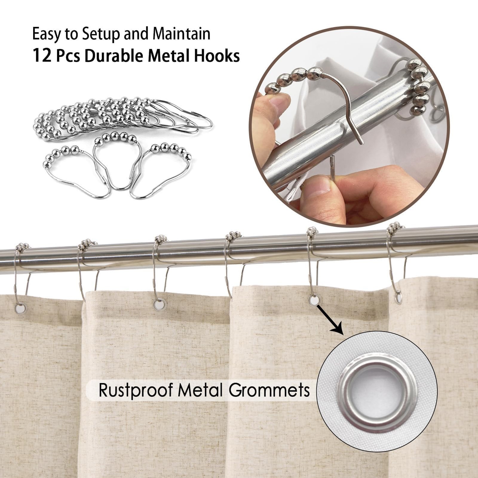Custom Printed Bath Curtain — custom printed polyester bath curtain detail view