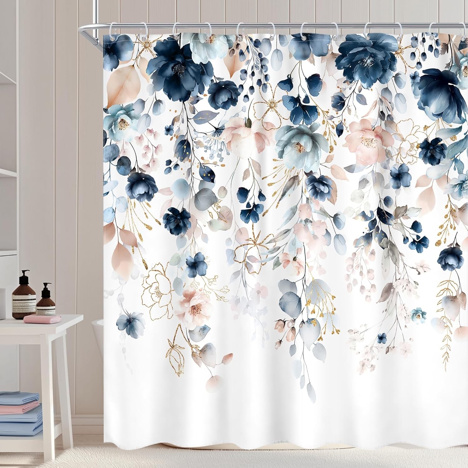 Custom Printed Bath Curtain — custom printed polyester bath curtain detail view