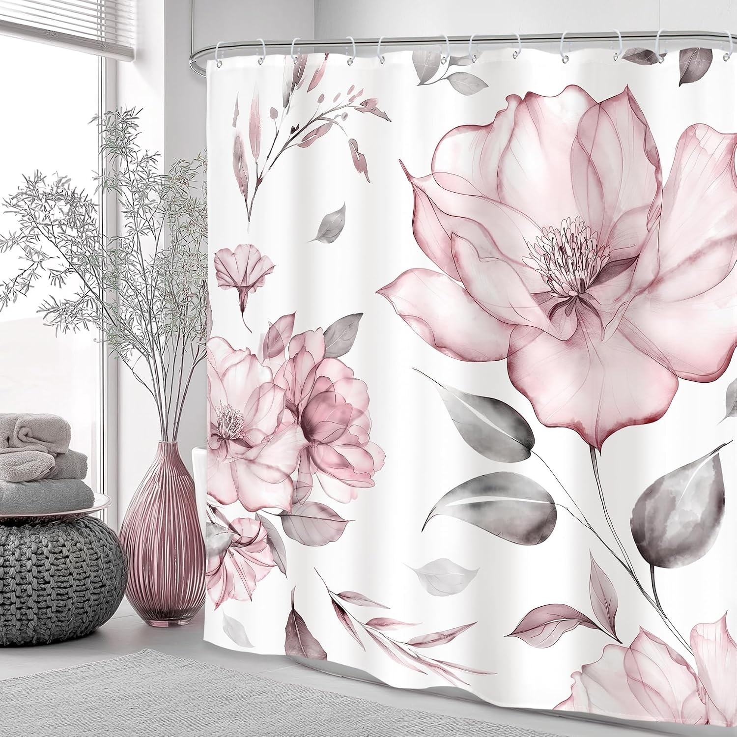 Custom Printed Bath Curtain — custom printed polyester bath curtain detail view