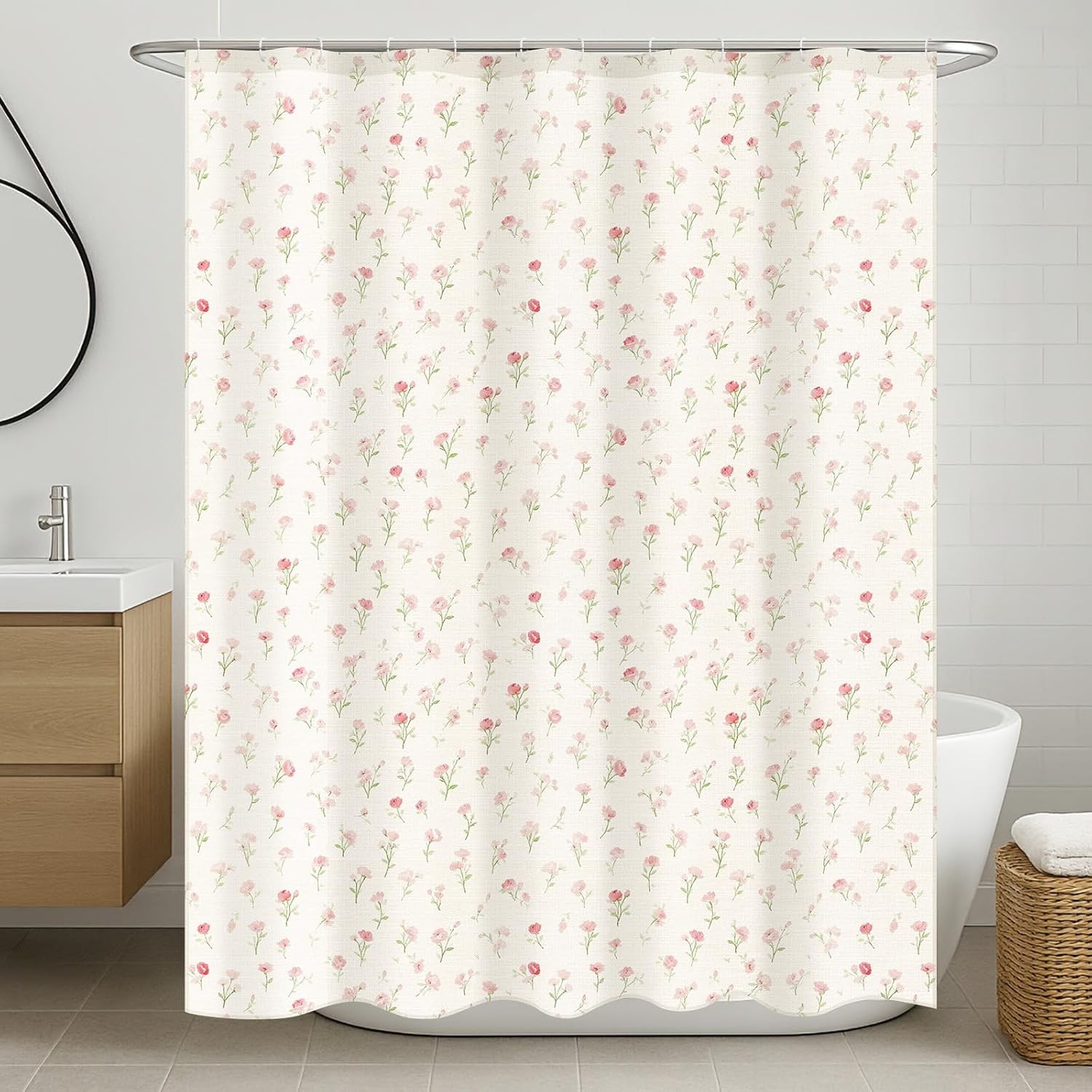 Custom Printed Bath Curtain — custom printed polyester bath curtain detail view