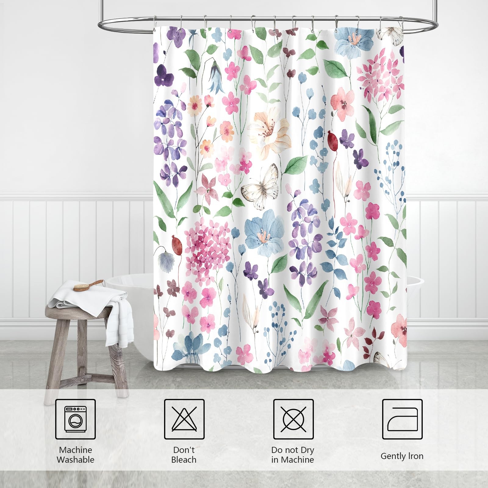 Custom Printed Bath Curtain — custom printed polyester bath curtain detail view