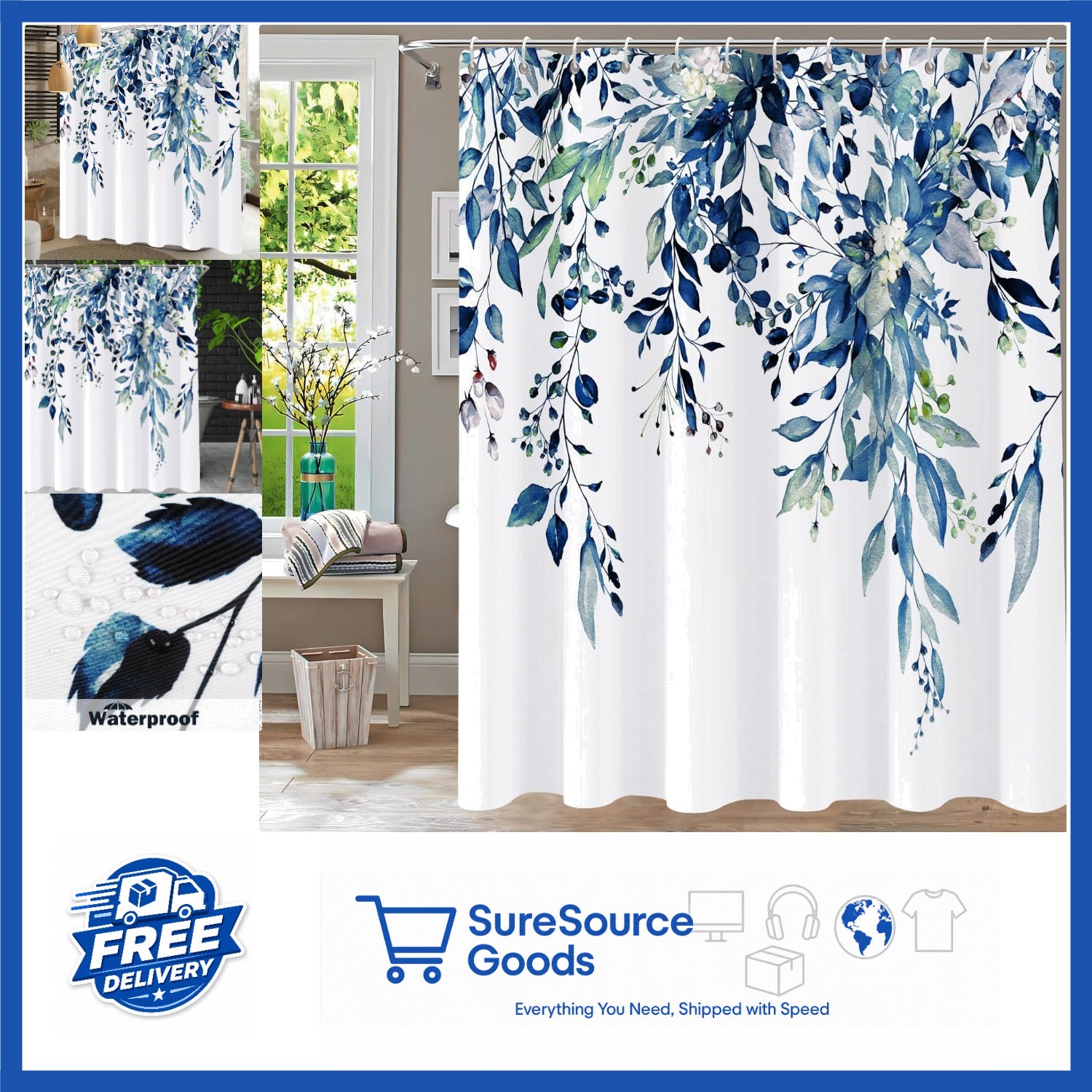Custom Printed Bath Curtain — custom printed polyester bath curtain