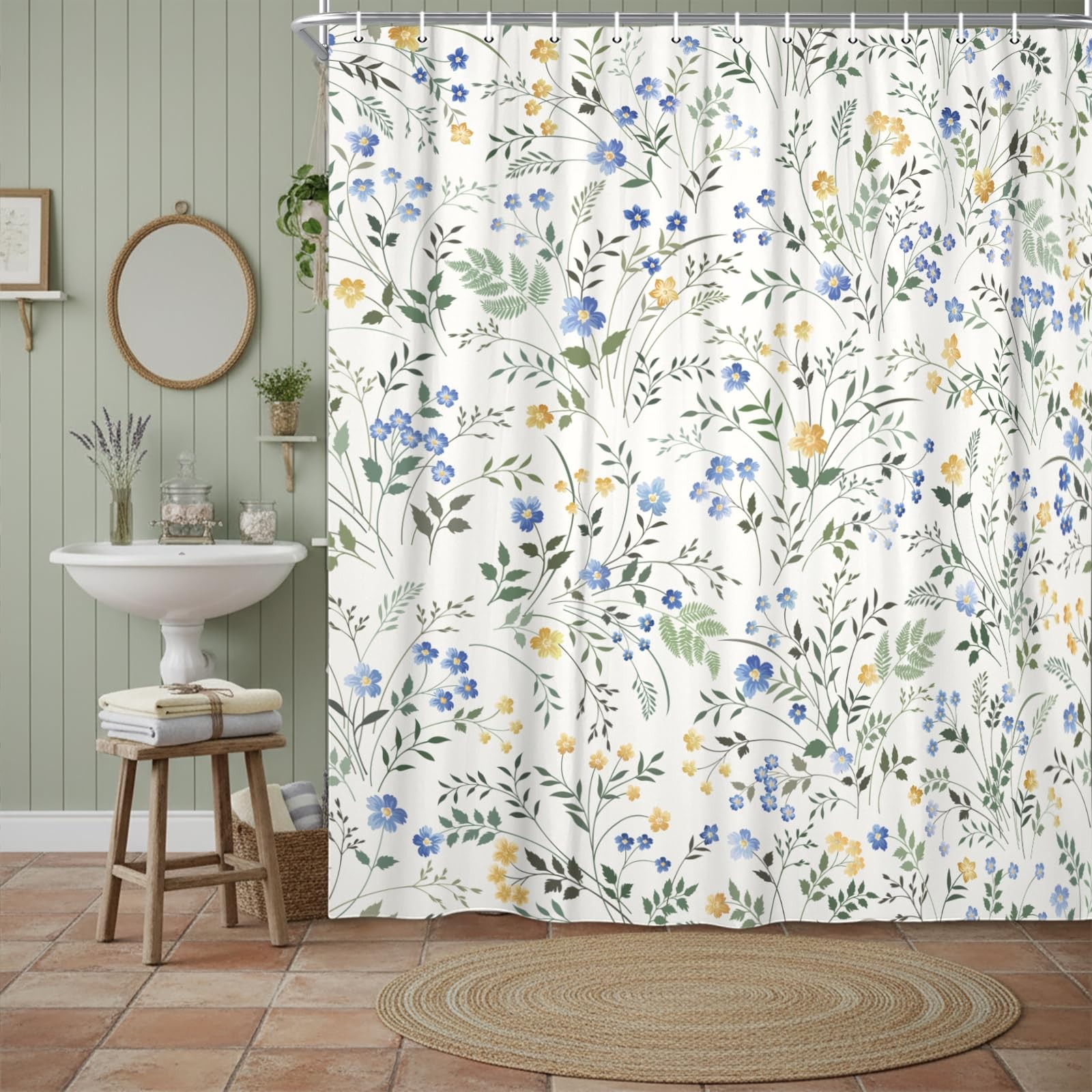 Custom Printed Bath Curtain — custom printed polyester bath curtain detail view