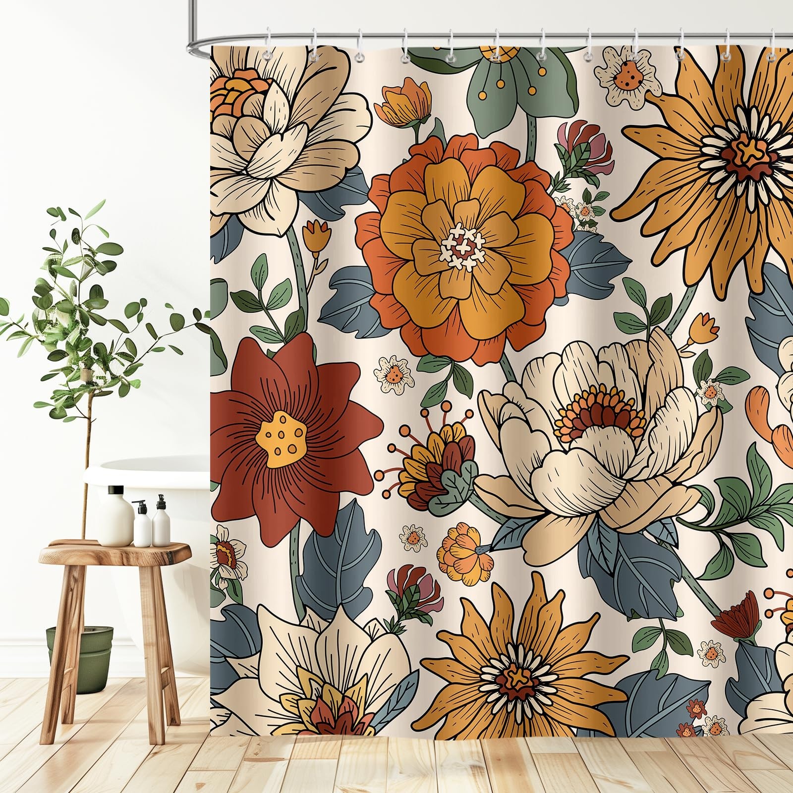 Custom Printed Bath Curtain — custom printed polyester bath curtain detail view
