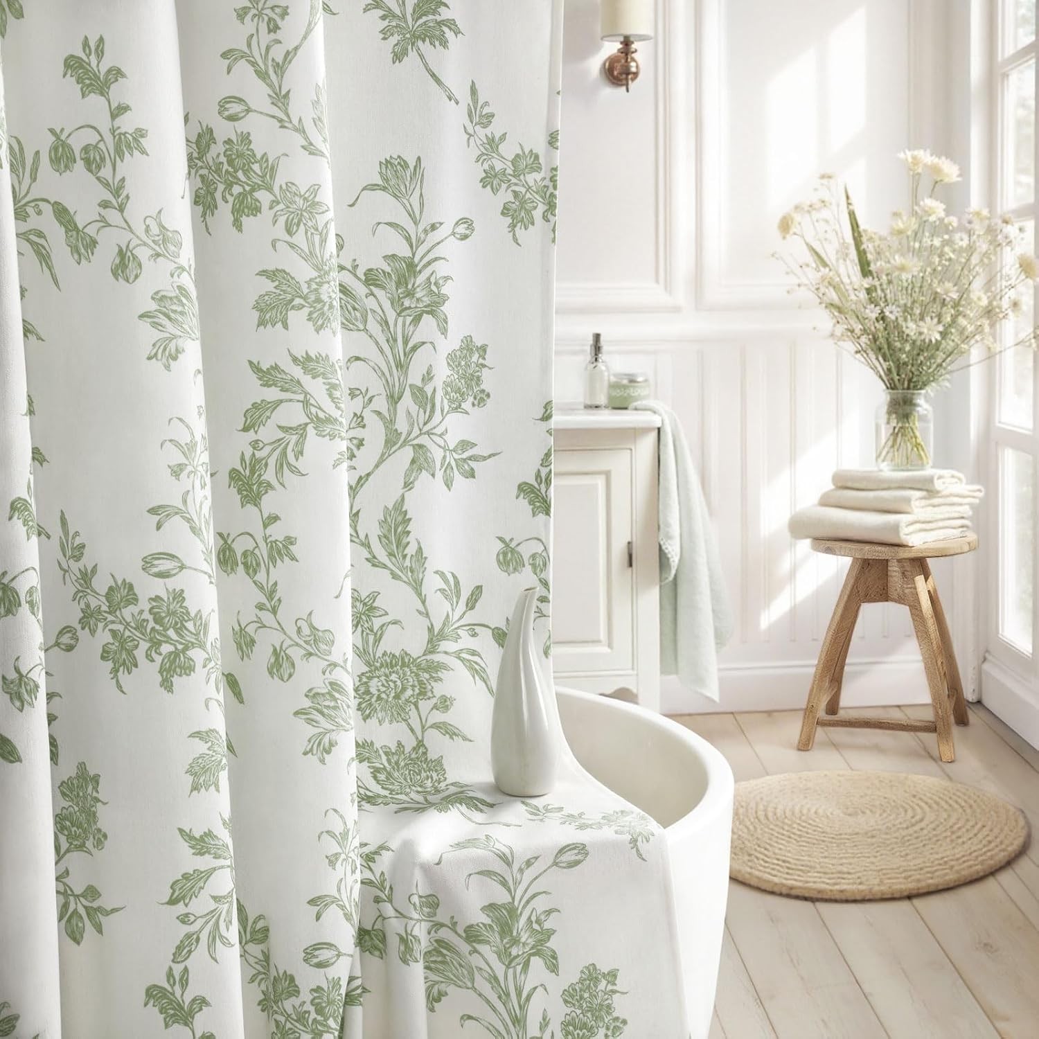 Custom Printed Bath Curtain — custom printed polyester bath curtain detail view