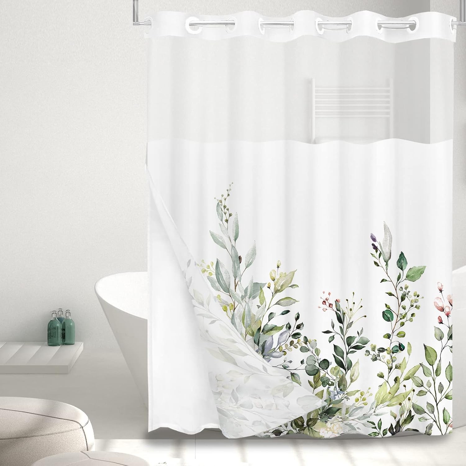 Custom Printed Bath Curtain — custom printed polyester bath curtain detail view