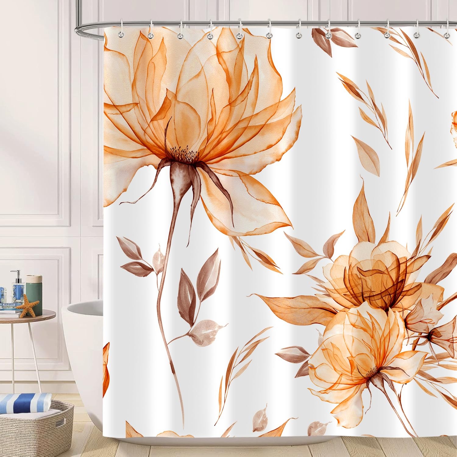 Custom Printed Bath Curtain — custom printed polyester bath curtain detail view