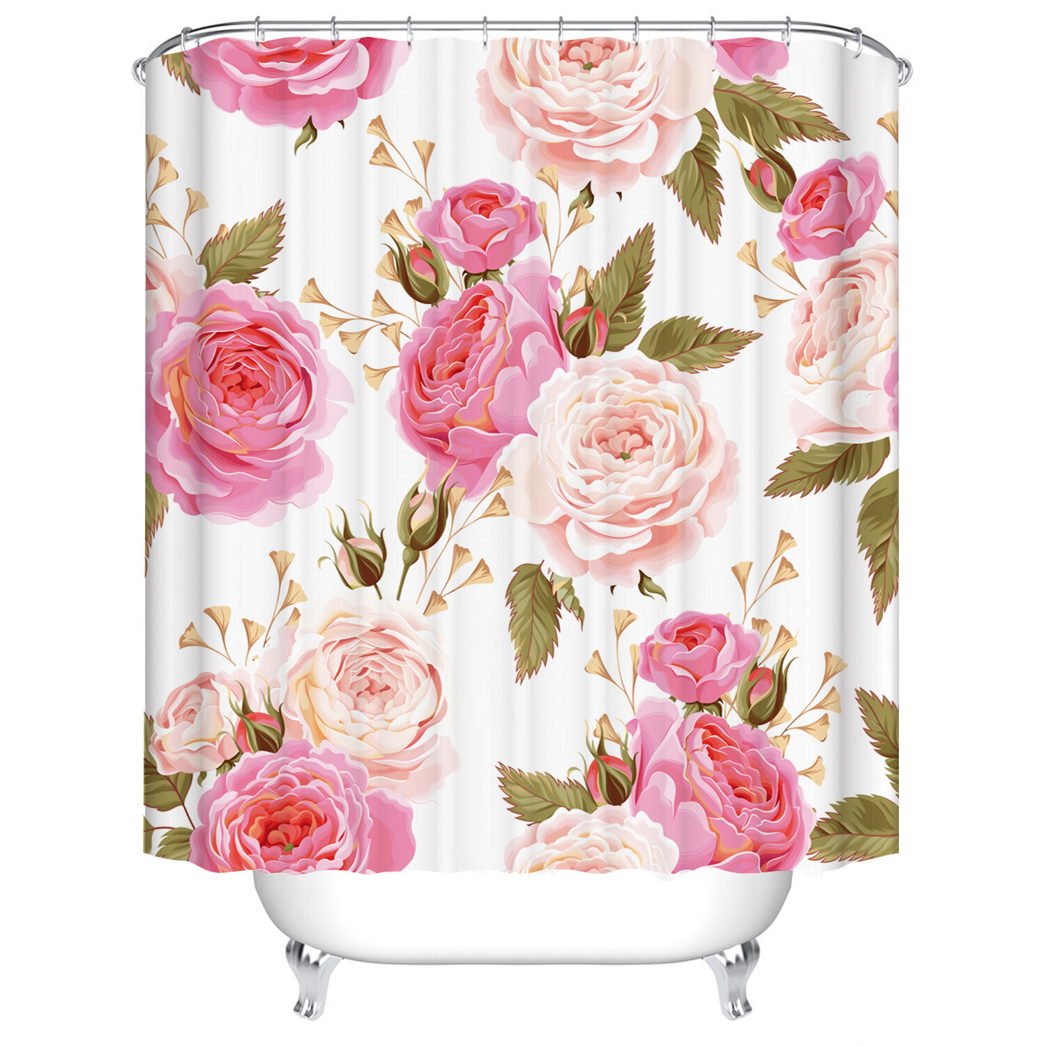 Custom Printed Bath Curtain — custom printed polyester bath curtain detail view