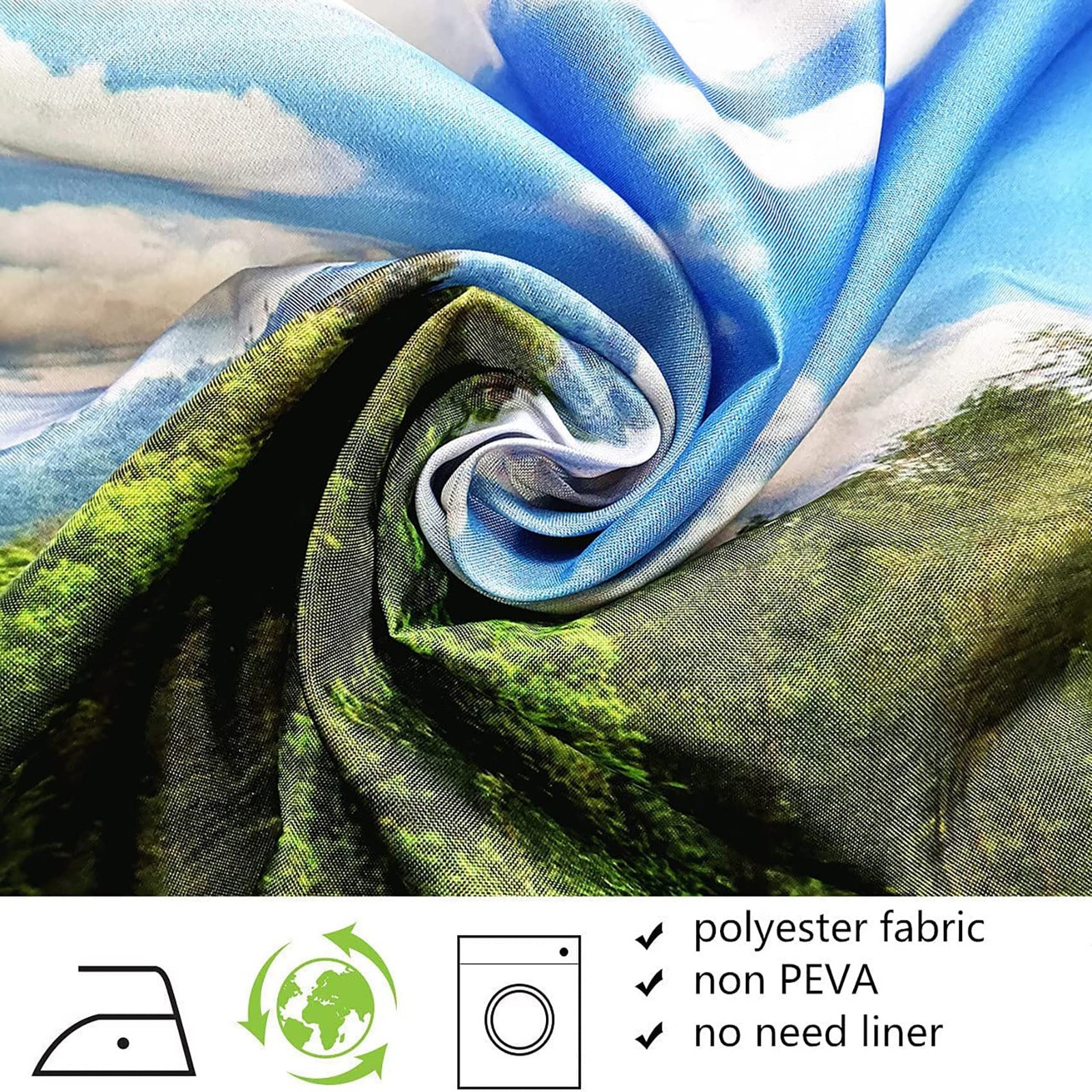 Custom Printed Bath Curtain — custom printed polyester bath curtain detail view