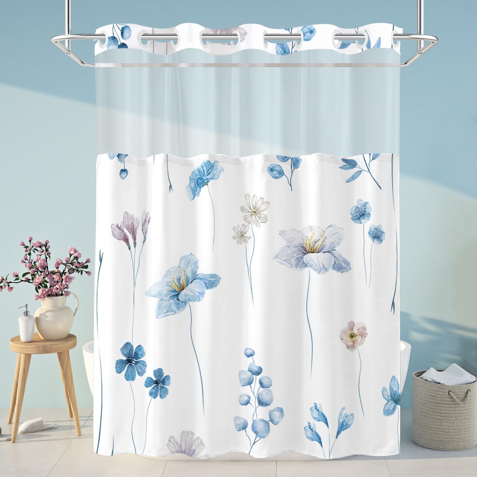 Custom Printed Bath Curtain — custom printed polyester bath curtain