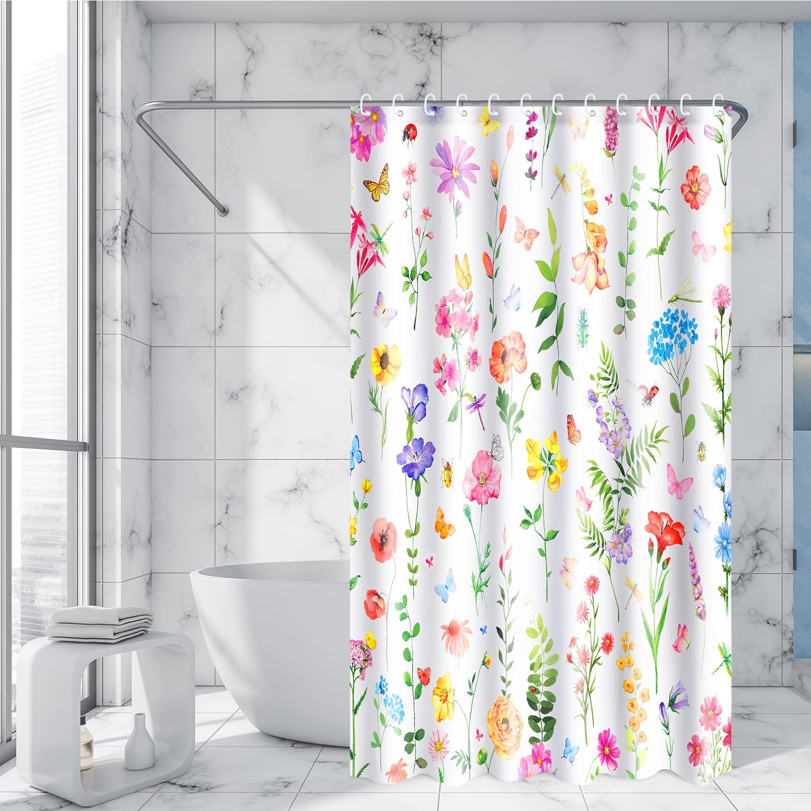 Custom Printed Bath Curtain — custom printed polyester bath curtain detail view