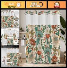 Waterproof Boho Floral Shower Curtain Set with Snap-in Liner, 71x74 inch, Washab — custom printed polyester bath curtain