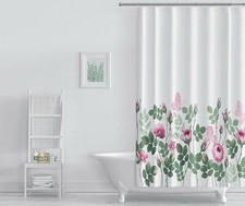 Stylish Printed Bathroom Waterproof Shower Curtain With 12 Hooks DESIGNS — custom printed polyester bath curtain
