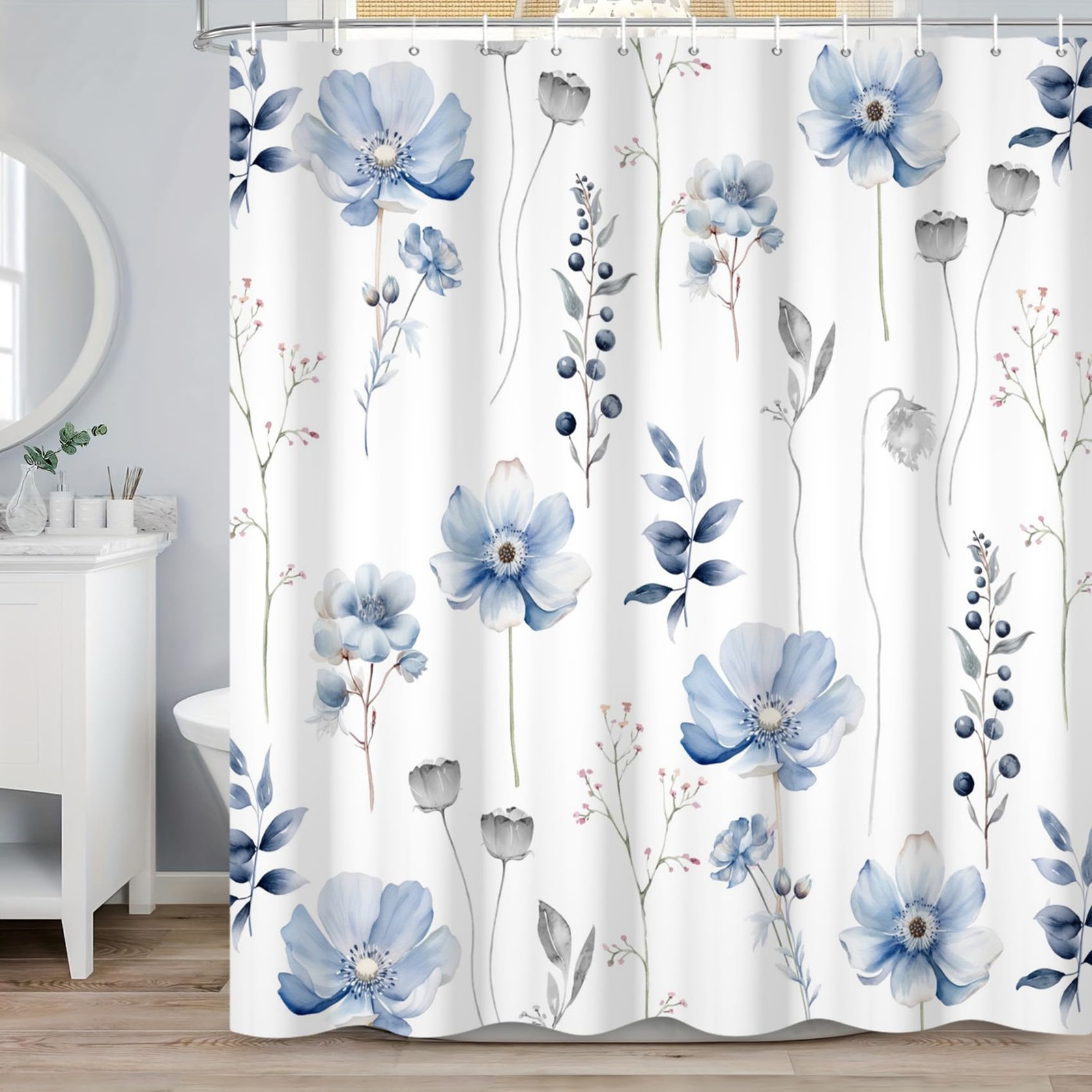 Custom Printed Bath Curtain — custom printed polyester bath curtain detail view