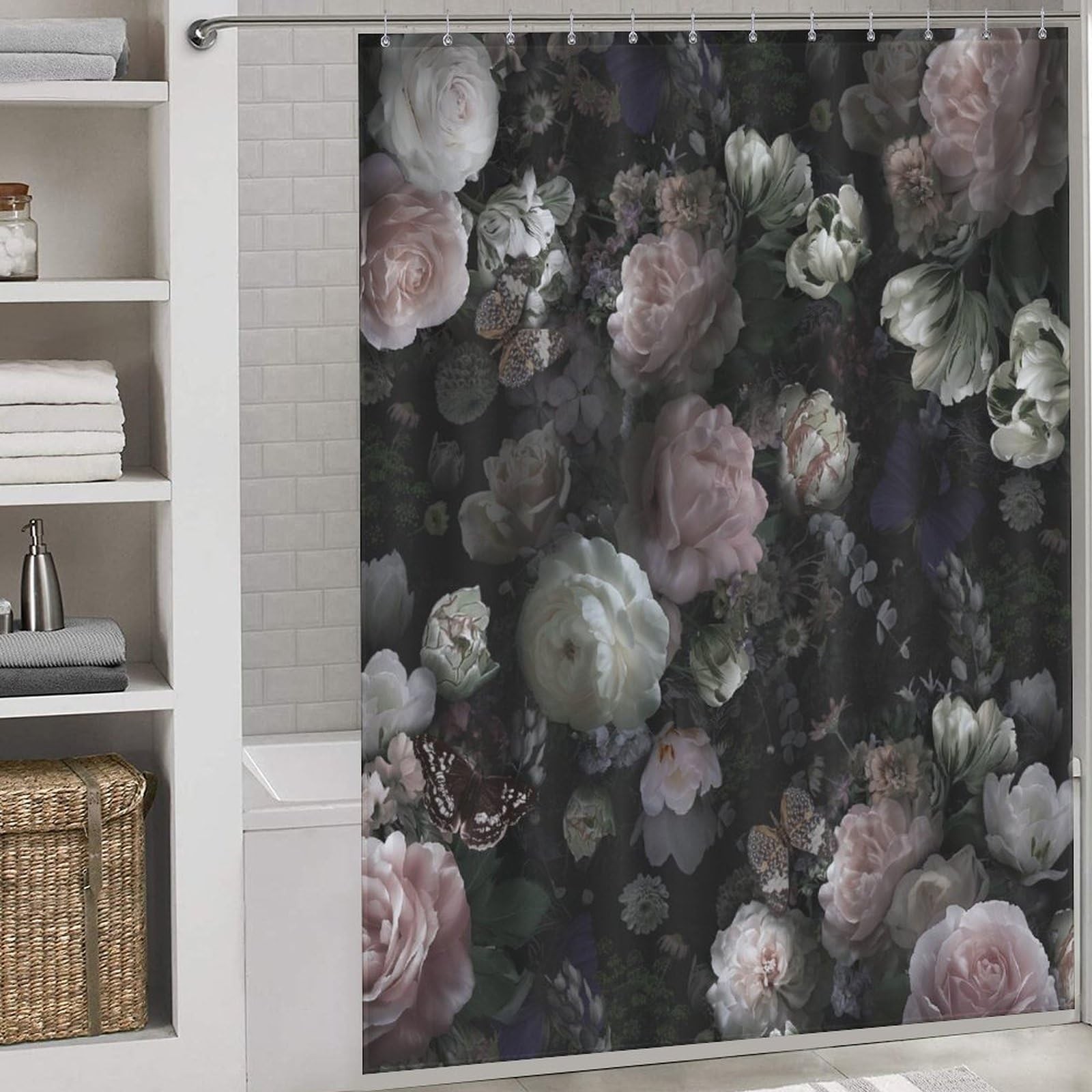 Custom Printed Bath Curtain — custom printed polyester bath curtain detail view