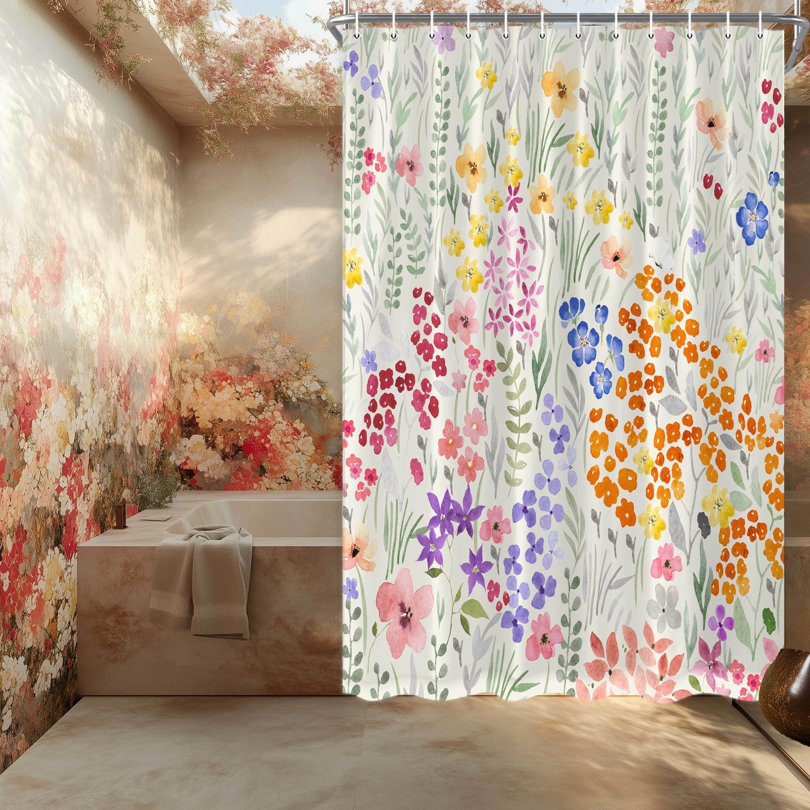 Custom Printed Bath Curtain — custom printed polyester bath curtain detail view