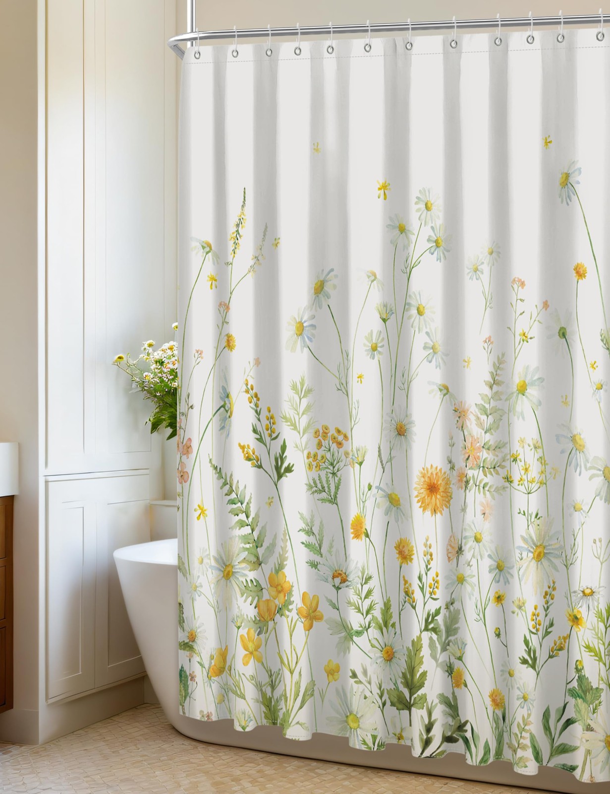 Custom Printed Bath Curtain — custom printed polyester bath curtain detail view