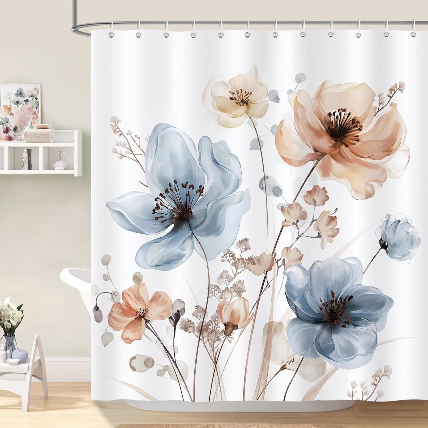 Custom Printed Bath Curtain — custom printed polyester bath curtain detail view