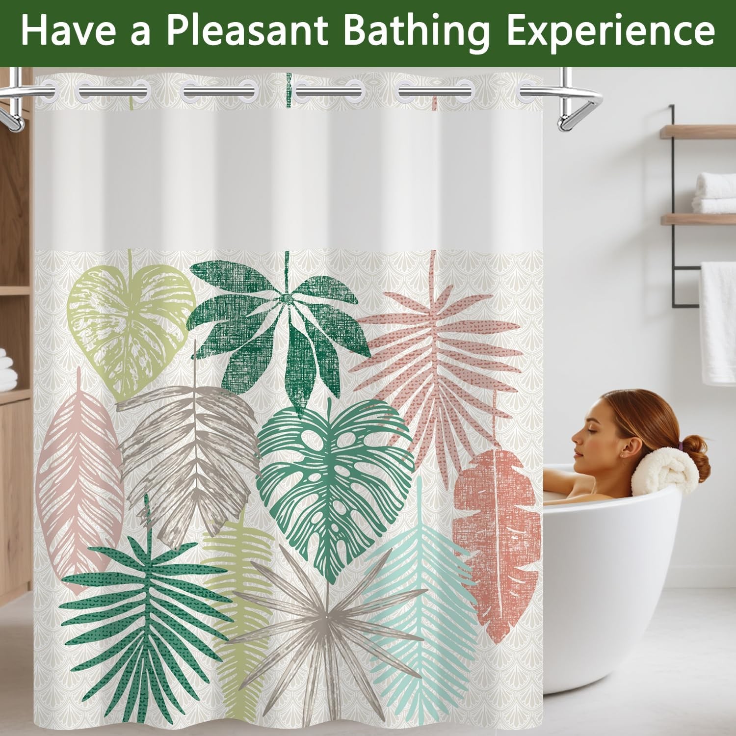 Custom Printed Bath Curtain — custom printed polyester bath curtain detail view