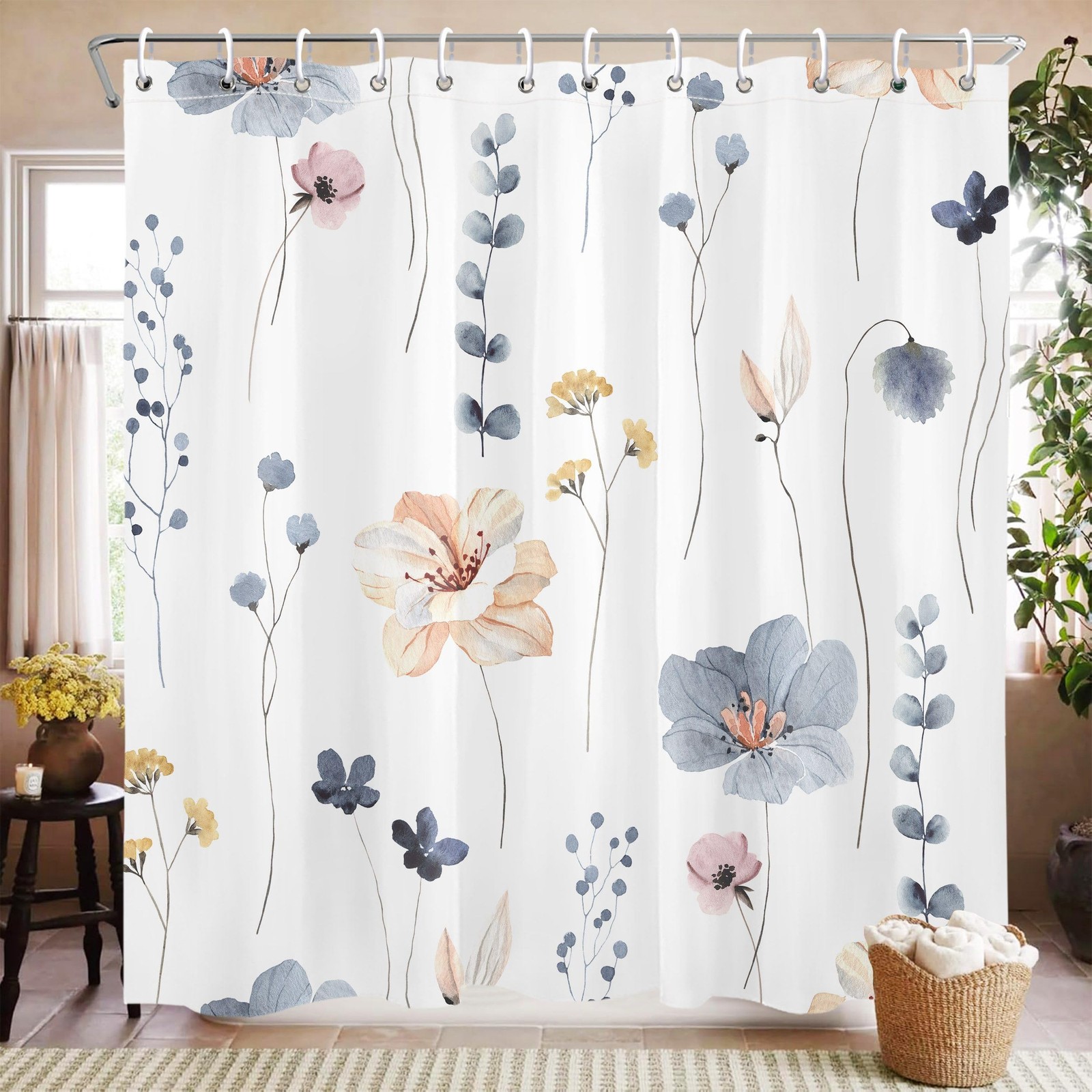 Custom Printed Bath Curtain — custom printed polyester bath curtain detail view