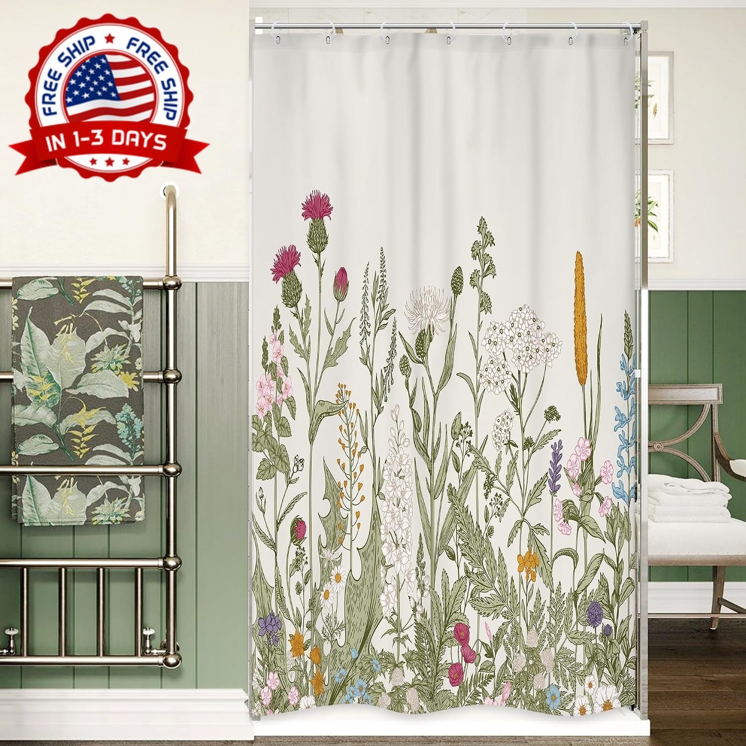 Custom Printed Bath Curtain — custom printed polyester bath curtain