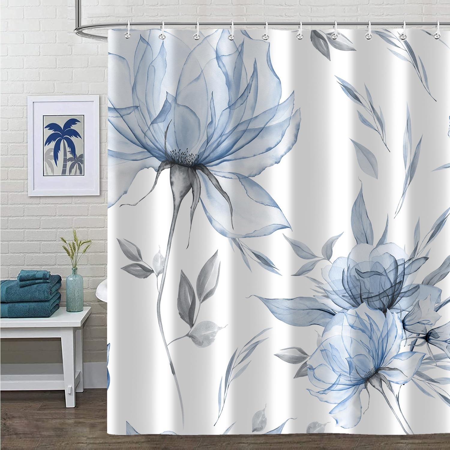 Custom Printed Bath Curtain — custom printed polyester bath curtain detail view