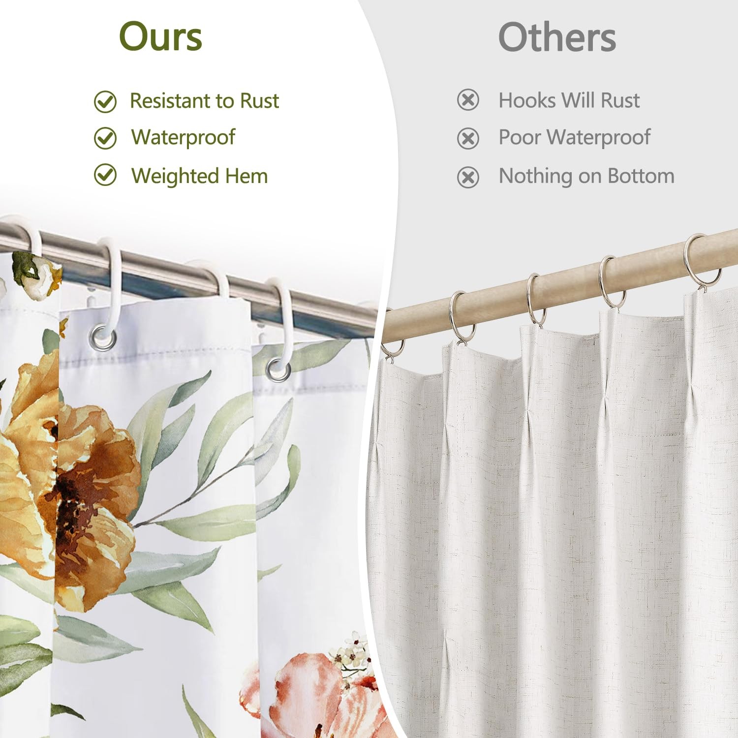 Custom Printed Bath Curtain — custom printed polyester bath curtain detail view