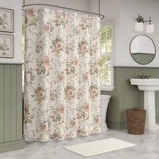 Shower Curtain Pink Floral Shabby Chic Polyester — custom printed polyester bath curtain
