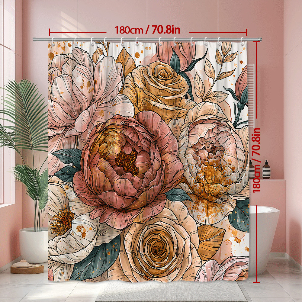 Custom Printed Bath Curtain — custom printed polyester bath curtain detail view