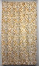 Gold Floral Damask French Door Curtain Panel with Tie Back — custom printed polyester bath curtain