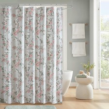 Martha Stewart Meadow Floral Shower Farmhouse/Country/Cottage Curtain CottonRich — custom printed polyester bath curtain