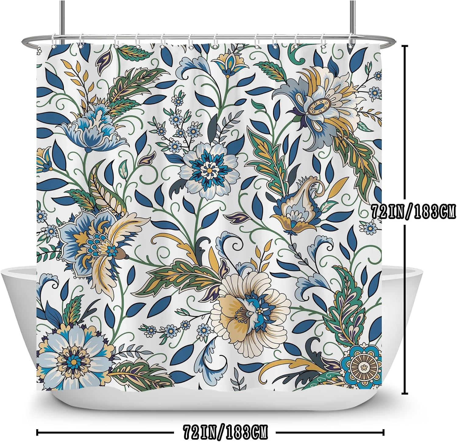 Custom Printed Bath Curtain — custom printed polyester bath curtain detail view