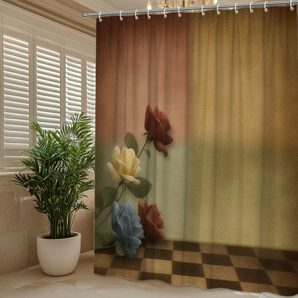 Custom Printed Bath Curtain — custom printed polyester bath curtain detail view