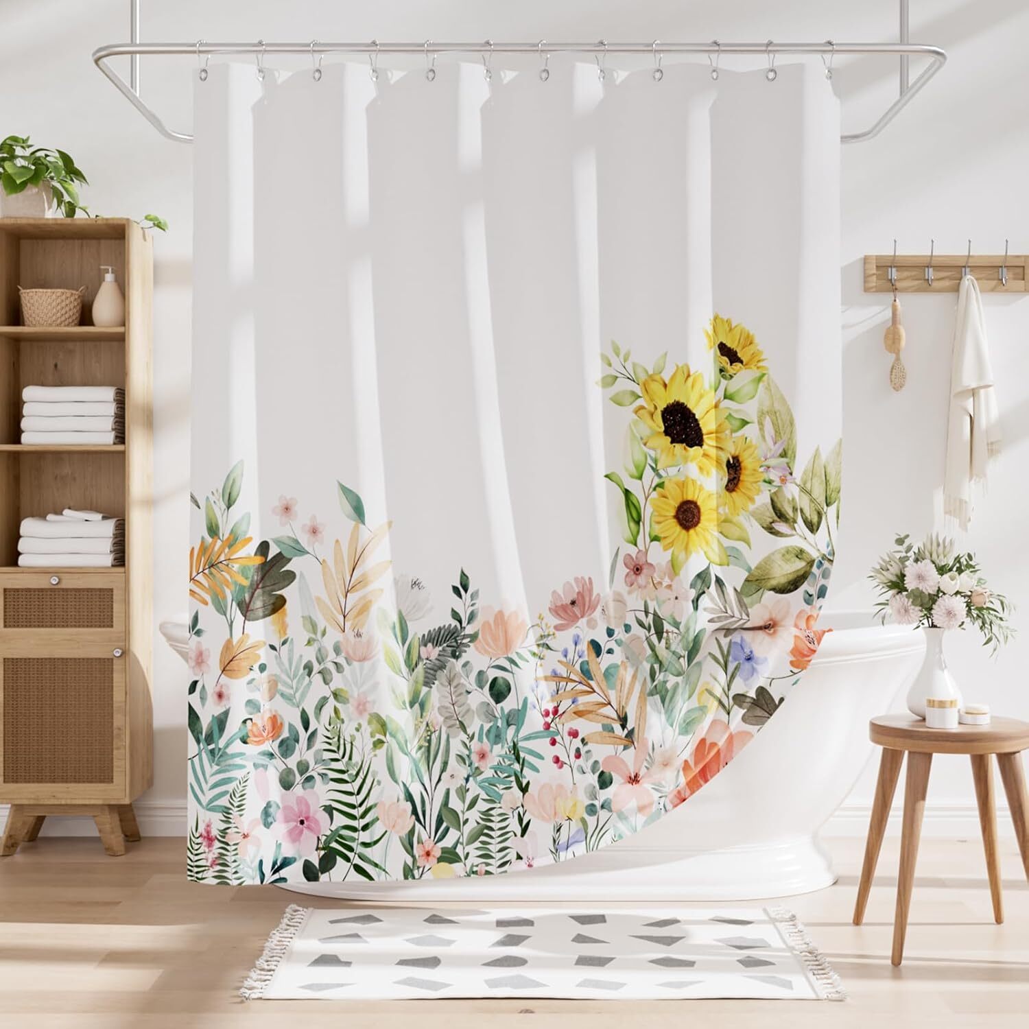 Custom Printed Bath Curtain — custom printed polyester bath curtain detail view