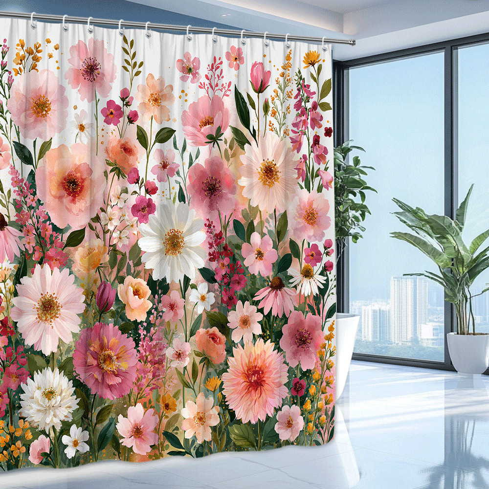 Custom Printed Bath Curtain — custom printed polyester bath curtain detail view