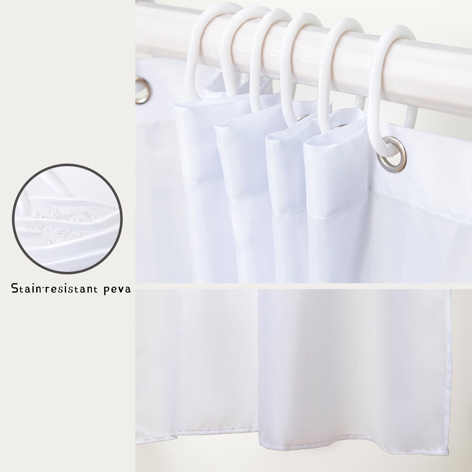 Custom Printed Bath Curtain — custom printed polyester bath curtain detail view